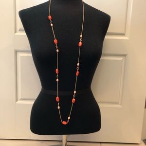 Long coral necklace